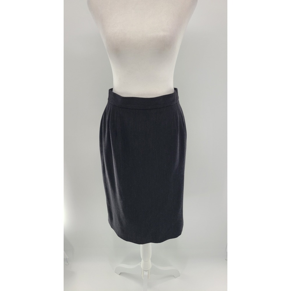 Escada Margaretha Ley Women Wool‎ Midi Skirt Size 38 / 8 / M Dark Gray Luxury